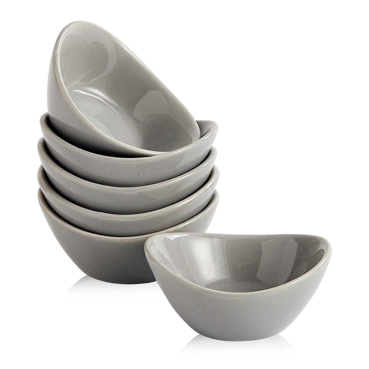 Swuut Ceramic Charcuterie Accessories Set of 6,1.5 Oz Individual Salsa Cups Dip Pinch Bowl,Soy Sauce Dishes,Small Dessert Plates for Charcuterie Sushi,Caviar Sauce,Ice Cream and Party Supplies(Grey)