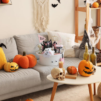 Reallnaive 12 Pcs Halloween Boo Gifts Basket Stuffers for Women Summer Halloween Spooky Ghost Cute Boo Basket Gifts Plastic Cups Paper Bat Plate Fuzzy Socks Skeleton Pendant for Her Sister Friends