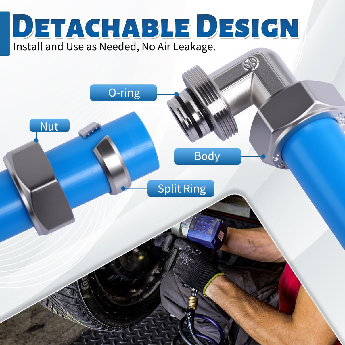 Boeray Shop Air Line Kit 3/4” 100FT Compressed Air Piping System HDPE-Aluminum-HDPE Air Tubing with 4-Way Aluminum Blocks Brass Valves Air Piping Fittings Kit Air Compressor Accessories for Garage