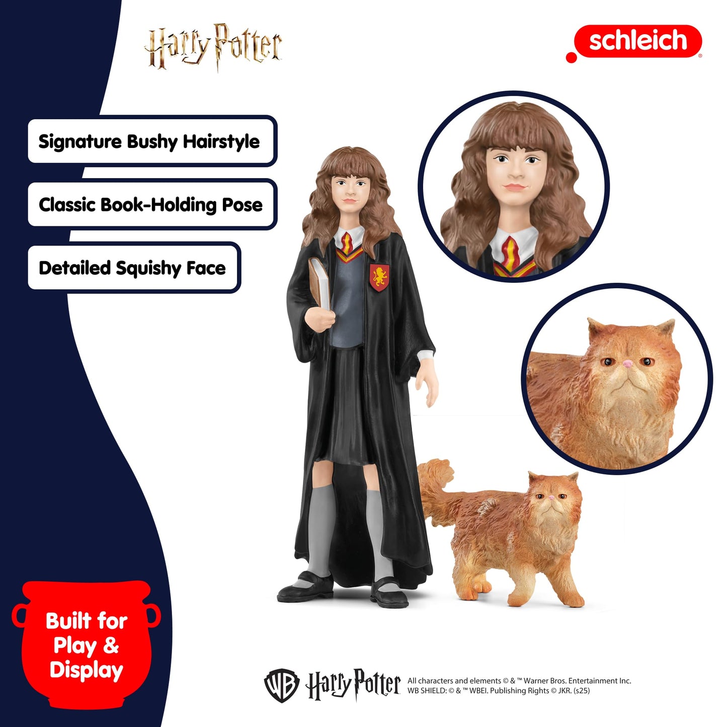 Schleich Harry Potter - Hermonie and Crookshanks Cat Figurines - 2 PC Harry Potter Set - Wizarding World Collectible Figures for Kids and Adults - Toys for Ages 6+ | 42635