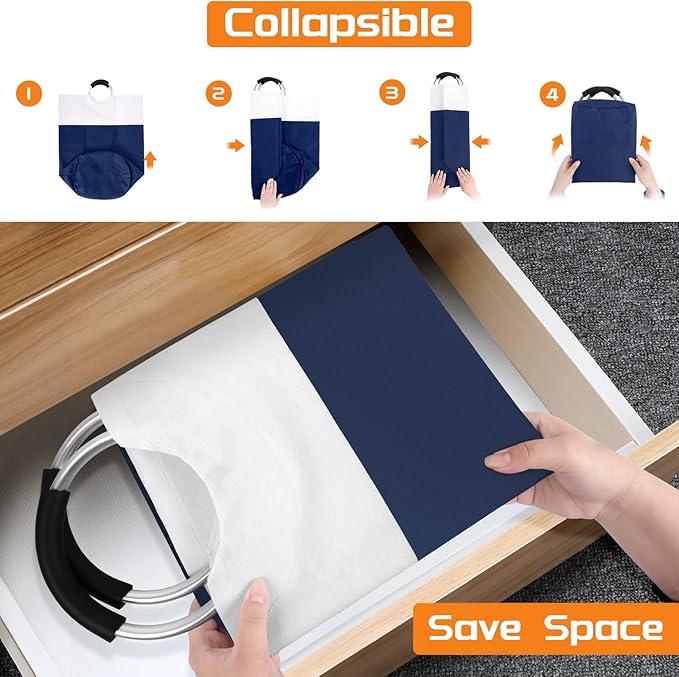 BlissTotes 115L Laundry Basket, Freestanding Laundry Hamper, Collapsible Dirty