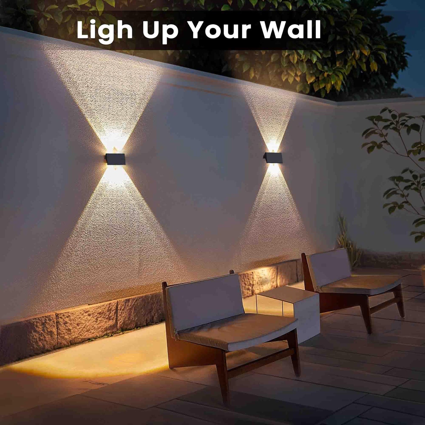 IIRARA Solar Fence Lights Outdoor Garden, 6-Pack Warm White, Up & Down Solar Wall Lights Outdoor, Waterproof, 120 Lumens Bright Dusk to Dawn for Yard/Pool/Porch