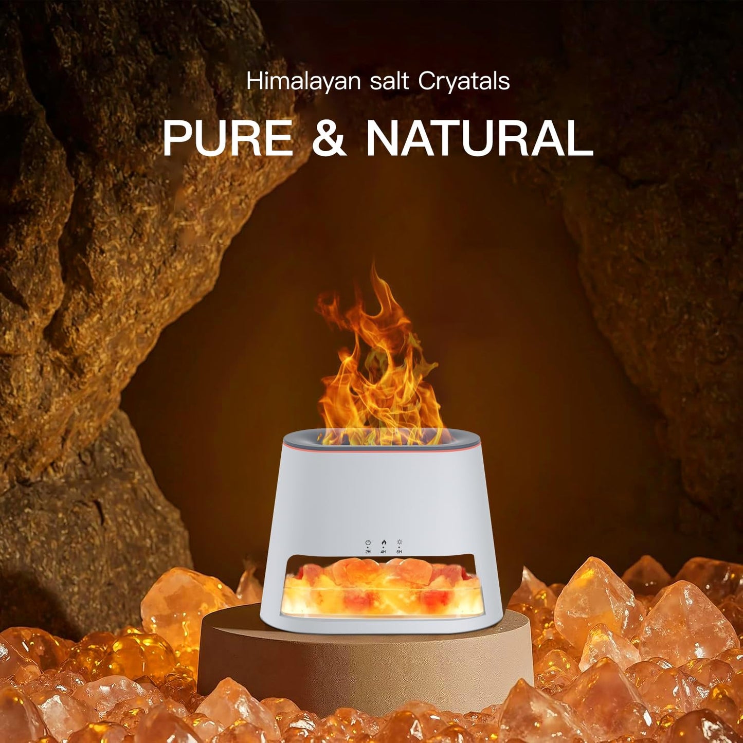 2-in-1 Himalayan Salt Lamp & Ultrasonic Essential Oil Diffuser, Aromatherapy Diffuser Cool Mist Humidifier, Original Salt Therapy Lamp, 100% Pure Himalayan Salt, Ambient Glow, 260ml (White)