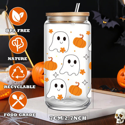 DHQH Halloween Gifts for Women, Cute Halloween Boo Birthday Gifts Set for Sister Friends Teacher, Boo Basket Stuffers with 16 oz Glass Cups