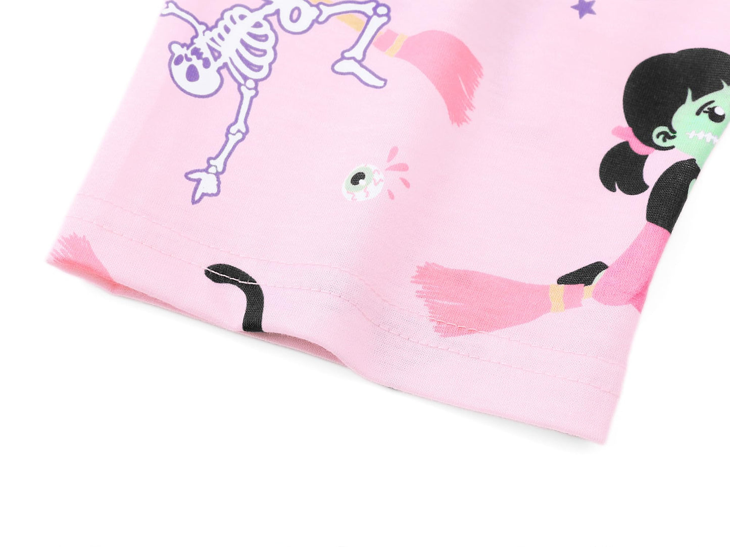 Topgal Big Girls Pajamas Pink Cat Ghost Skeleton Pumpkin Broom Nightwear Set for Teens Little Kids 2PC PJS Size 6