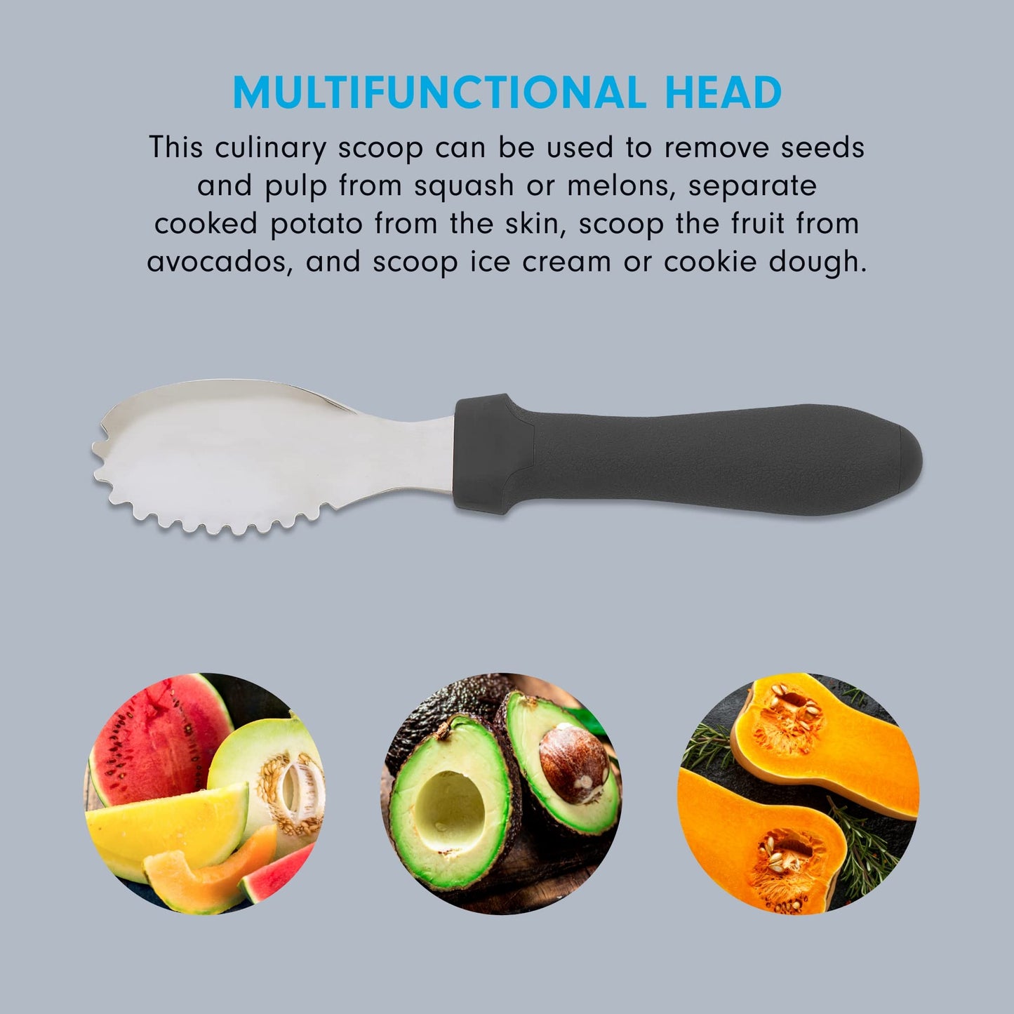 Messermeister Pro-Torch Plus Culinary Scoop & Scraper - Multi-Purpose Tool to Remove Seeds, Pulp & More - AISI420 Stainless Steel & Oversized Handle