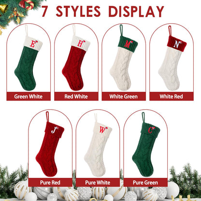 guccde Christmas Stockings with Initials, Personalized Embroidered Monogram 18 Inches Knitted Christmas Stockings Fireplace Xmas Stockings for Kids,Family Holiday Party Decoration Red Letter A