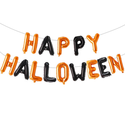 Tellpet Happy Halloween Balloons Banner, Halloween Party Decorations for Home Yard Decor Backdrop Sign, Orange and Black