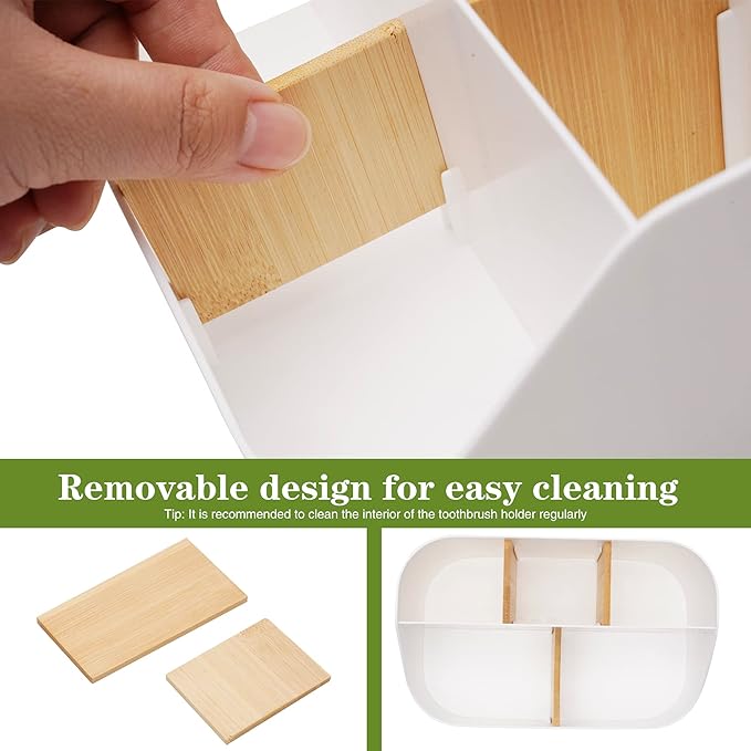 Set of 2 Toothbrush Holder for Bathrooms, 5 Slot Electric Toothbrush Toothpaste