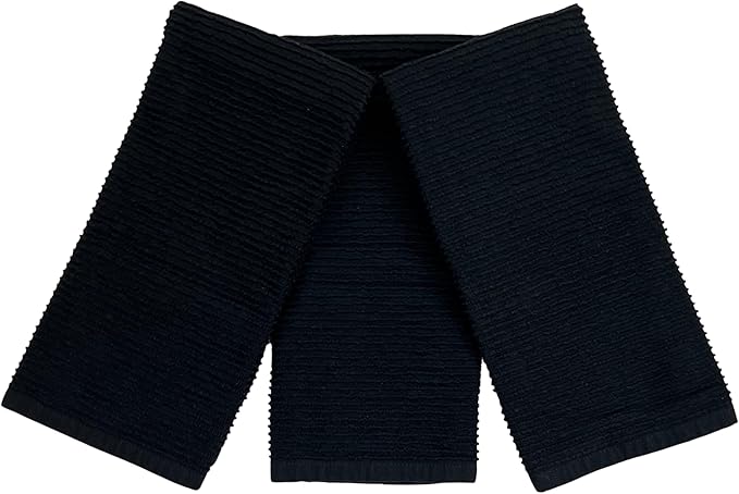 Serafina Home Oversized Solid Color Black Kitchen Dish Towels: 100% Cotton