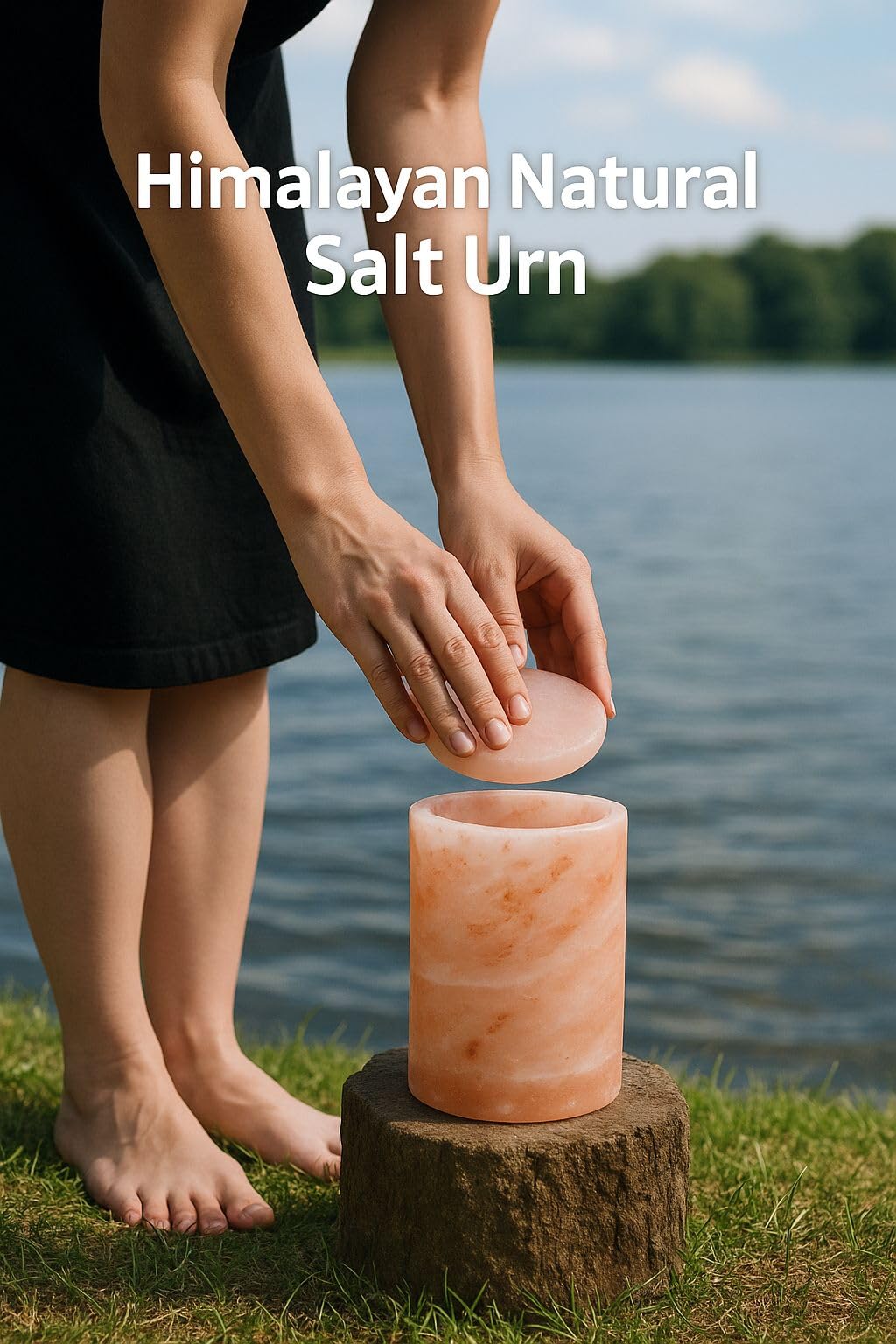 Himalayan Salt Urn for Ashes – Extra Small, Classic Cylinder Shape, 15 Cu in – Biodegradable Cremation Urn for Child or Pets – Hand-Carved Memorial Urn – Eco-Friendly Burial Option
