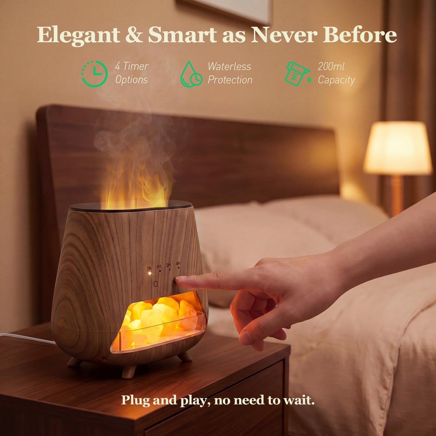 OUWEDW Essential Oil Diffuser for Home, 𝟒-𝐢𝐧-𝟏 Aromatherapy Diffuser & 𝐇𝐢𝐦𝐚𝐥𝐚𝐲𝐚𝐧 𝐒𝐚𝐥𝐭 Lamp, 200ml Cool Mist Humidifier, 𝟗-𝐂𝐨𝐥𝐨𝐫 𝐋𝐄𝐃, Auto Off, Bedroom Office Yoga
