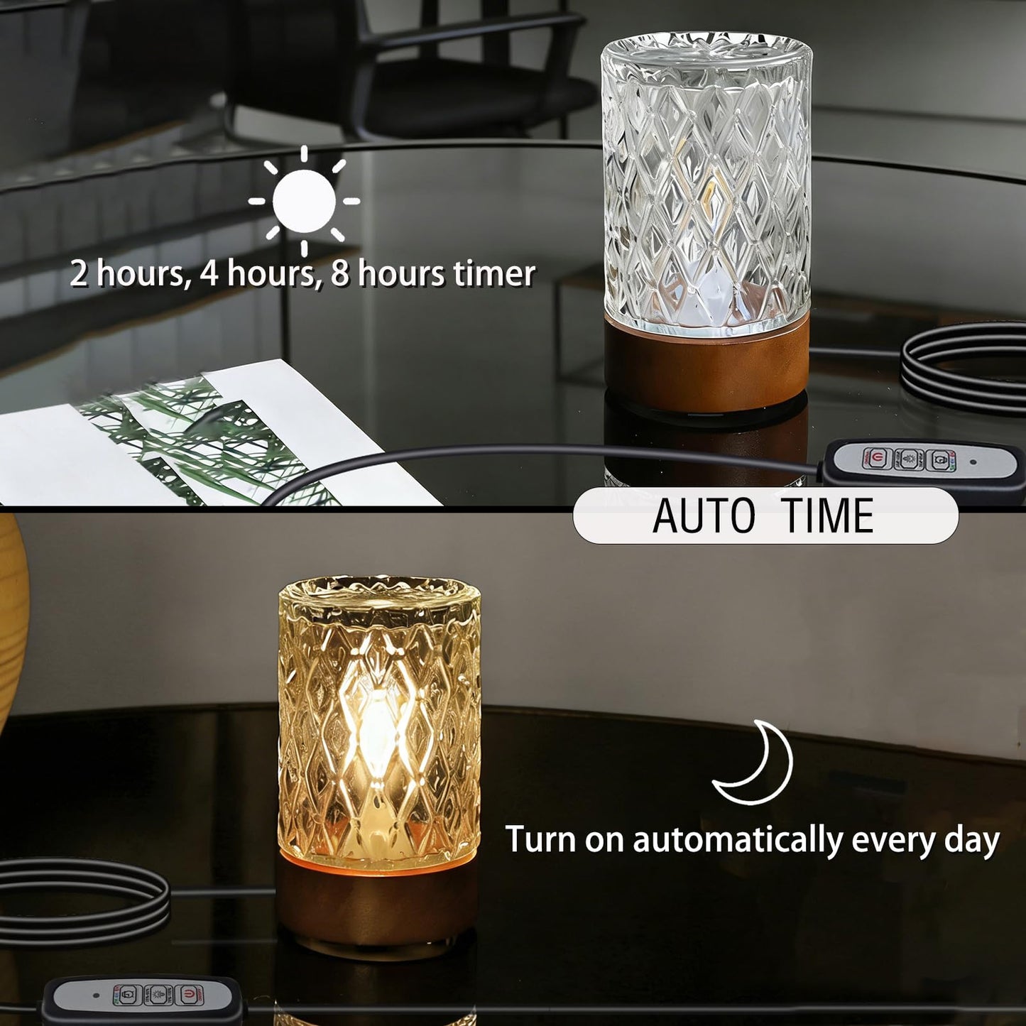 CZSHCKJYXGS Night Lamp for Adult, Mood Lighting, Dimmable Night Light with Timer, Nightstand Lamp, Adjustable Brightness, Mini Bedroom Lamp (Cylindrical Rhombus Pattern)