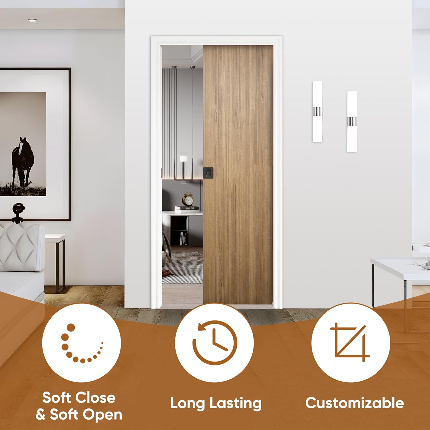 JUBEST 36"x 96" Pocket Door Frame Kit with 120LBS Soft Close Mechanism and Galvanized Steel Studs, Pocket Door Kit for 2x4 Stud Wall, Suitable for Doors Wide 24"-36", Easy to Install