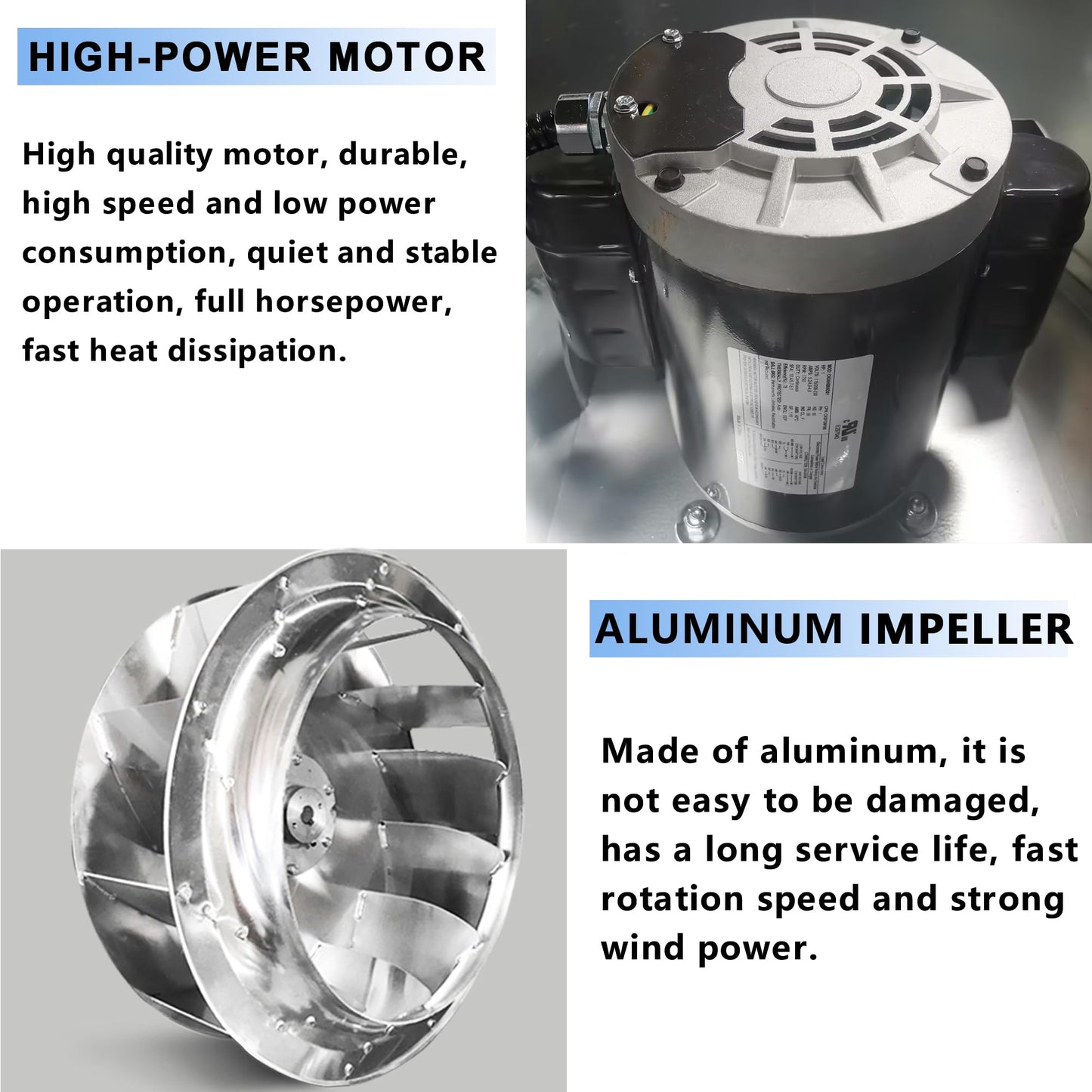FICBXRA Restaurant Canopy Hood Grease Rated Exhaust Fan- Truck High-Speed Direct Drive Centrifugal Upblast Exhaust Fan 1/6 HP 110 Volt Single Phase Motor 800 CFM