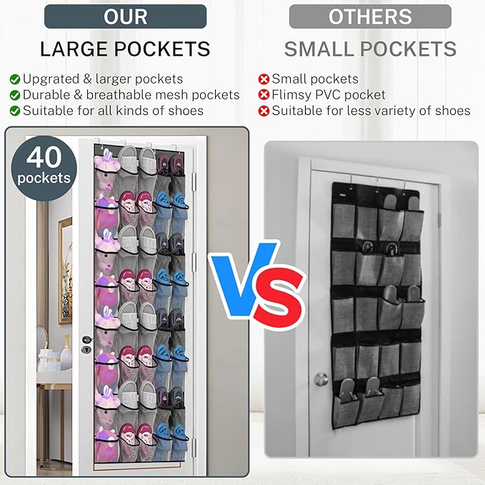 40-Pocket Over the Door Shoe Organizer