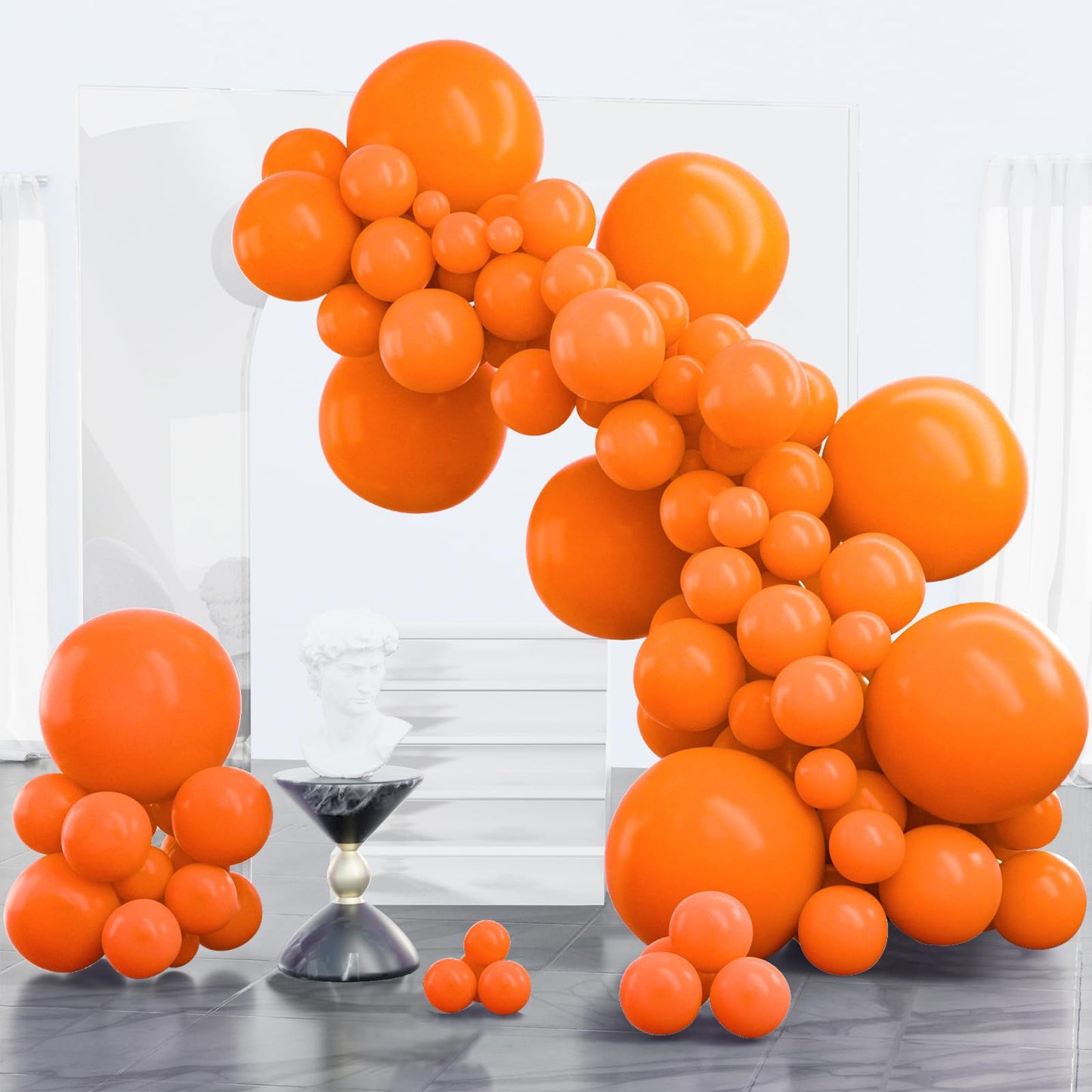 PartyWoo Balloons - 100pcs Pumpkin Balloons (12, 10, 5 Inch) Orange & Yellow, Different Sizes, Birthday, Thanksgiving & Halloween Decoration Kit