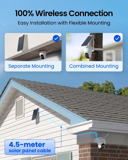 REOLINK First 4K Solar Security Cameras Wireless Outdoor, Argus PT Ultra+ 3W Solar Panel, 360° Pan Tilt Auto-Tracking, 8MP Color Night Vision, 2.4/5 GHz Wi-Fi 6, No Monthly Fee, Home Hub Compatible