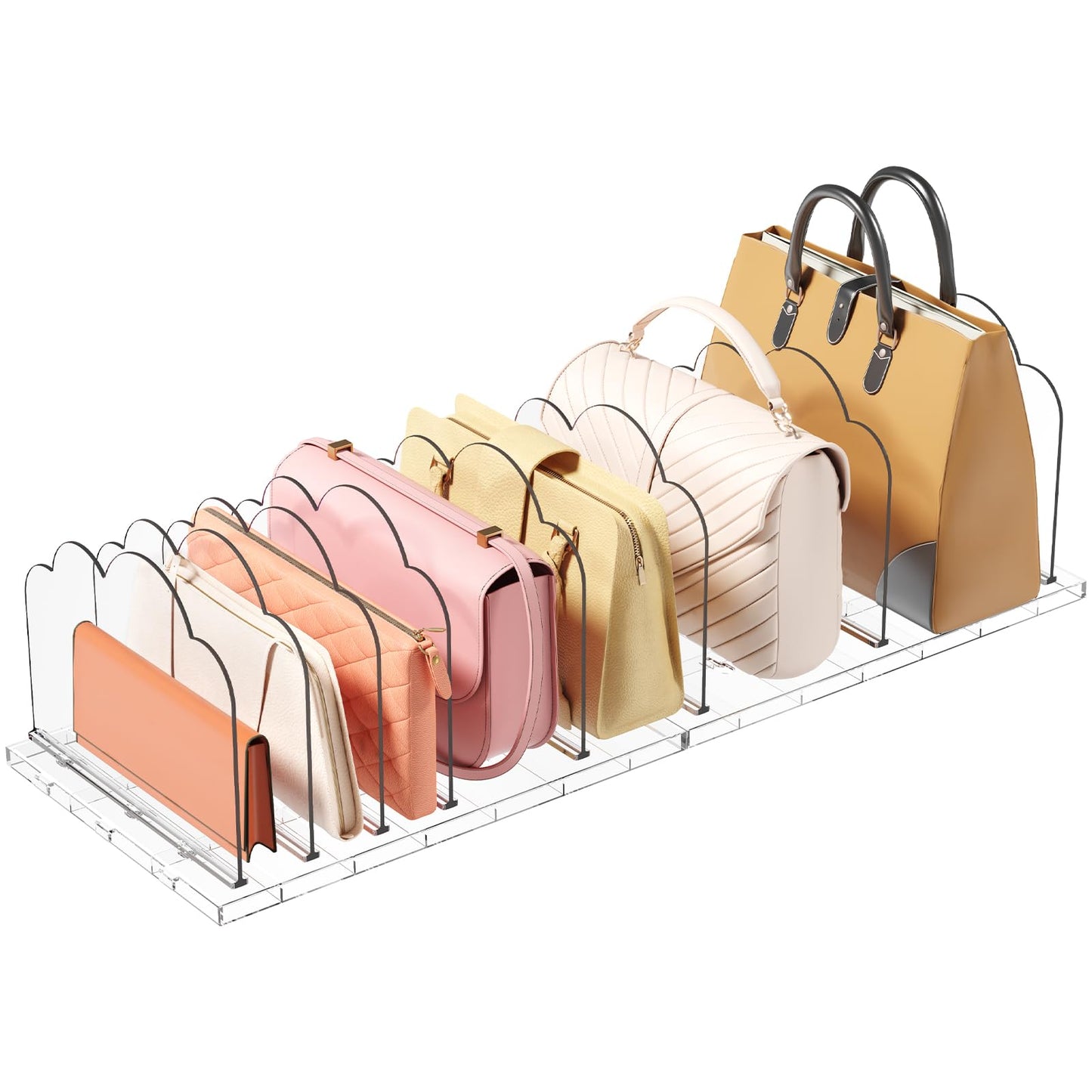 Lifewit Purse Organizer for Closet, Clear Handbags Storage Organizer, Adjustable Clutch Purse Storage Organizer Holder for Closet, 2 Pack Bookshelf Dividers for Sweater in Bedroom 35 x 24 cm/14 × 9.5"
