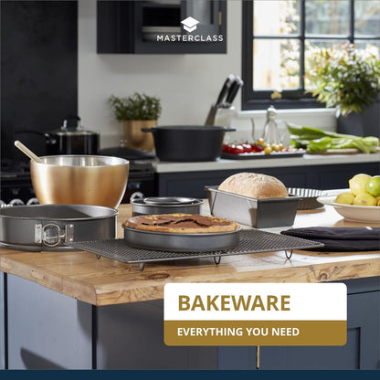 MasterClass 2 cm Springform Cake Tin with PTFE, PFOA and BPA Free Non Stick, Robust 1mm Thick Carbon Steel and Loose Base, 8 Inch Round Pan, Grey