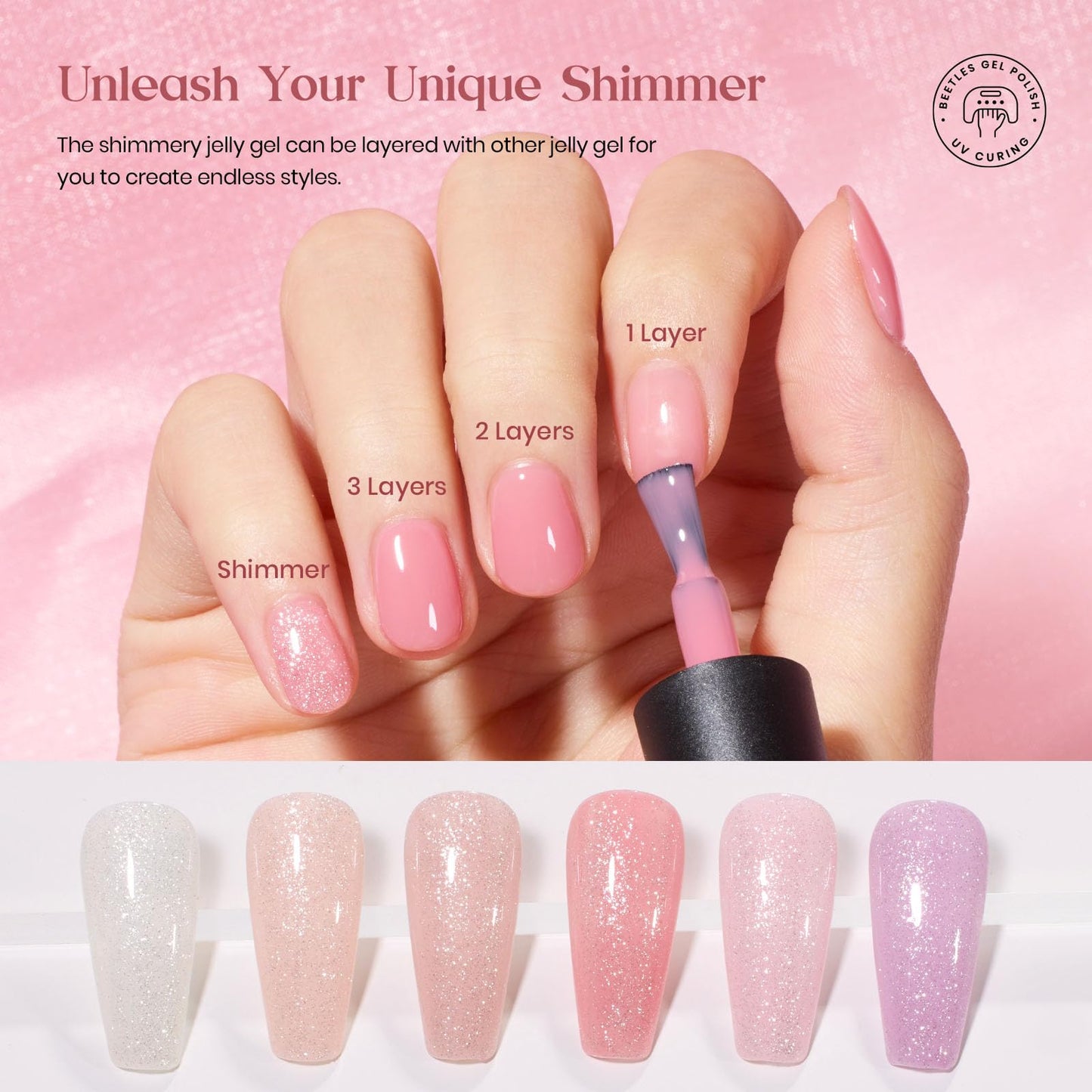 Beetles Gel Nail Polish Kit with U V Light -54 Pcs Gel Nail Kit Four Seasons Glow 32 Colors Set with Base Matte & Glossy Top Coat Soak Off Home DIY Manicure Nails Beginners Gifts for Women Teen Girls
