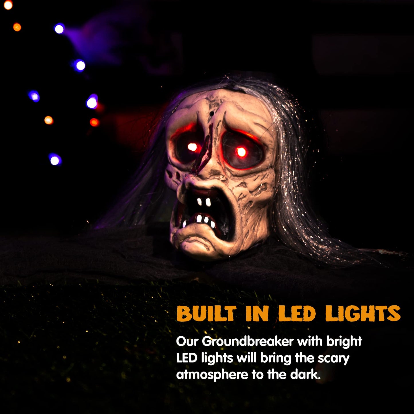 JOYIN Halloween Zombie Decoration Outdoor, Groundbreaker Halloween Outside Decor, Scary Zombies Props with Glowing Eyes and Sound for Graveyard Haunted House Lawn Yard Garden Decoration