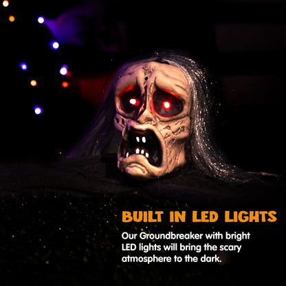 JOYIN Halloween Zombie Decoration Outdoor, Groundbreaker Halloween Outside Decor, Scary Zombies Props with Glowing Eyes and Sound for Graveyard Haunted House Lawn Yard Garden Decoration