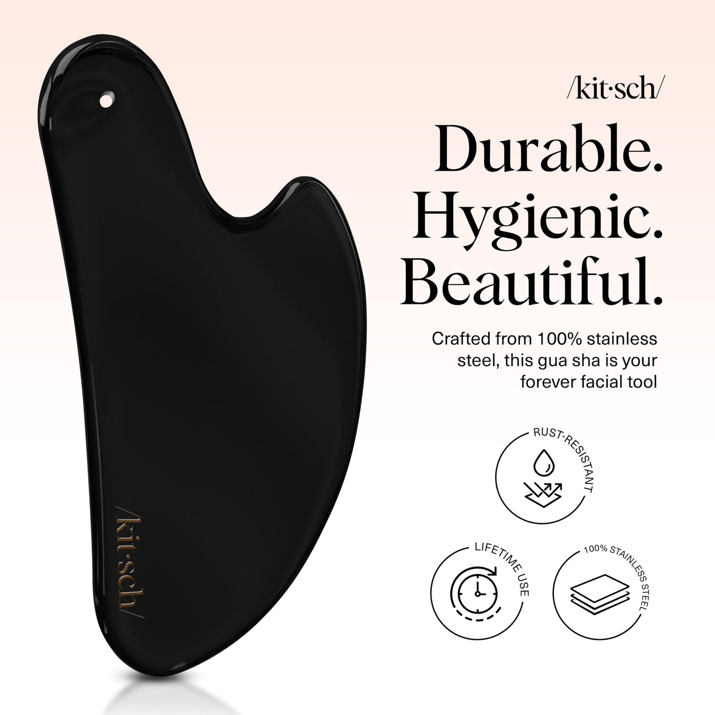 Kitsch Stainless Steel Gua Sha Facial Tools - Guasha Tool for Face, Face Sculpting Tool, Jawline Shaper, Double Chin Reducer, Body Gua Sha Tools, Lymphatic Drainage Massager, Facial Skin Care - Silver