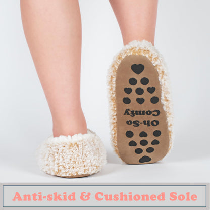 cosyone1997 Cute Slippers for Women Toddler Kids Girls Boys Teens, Fuzzy Bedroom Shoes Indoor, Soft Cozy Fluffy House Sock, Unique Funny Christmas Gifts for Mom Animal Lovers, Tan Sloth Size 7-8