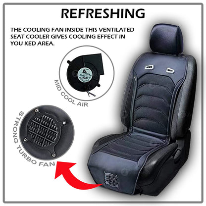ZONETECH Cooling Car Seat Cushion - Black 12V Automotive Comfortable Massager Cooler Pad-Air Conditioned Air Circulation for Hot Weather