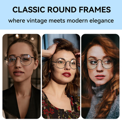 Dollger Retro Round Glasses Harry Style Glasses Clear Lens Non-Prescription for Men Women Adult Costume Metal Frame 2pcs Black+Sliver