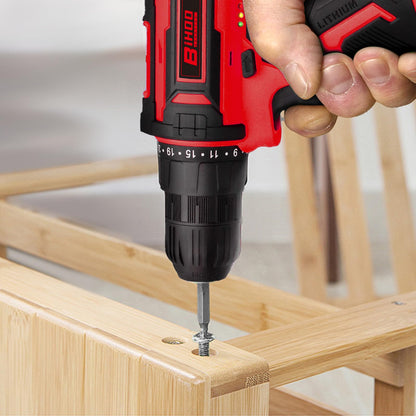 BIHOO Cordless Drill Set,20V Drill Driver with Battery and Charger,3/8-Inch Keyless Chuck, Variable Speed,with Drills Bits Set,Red