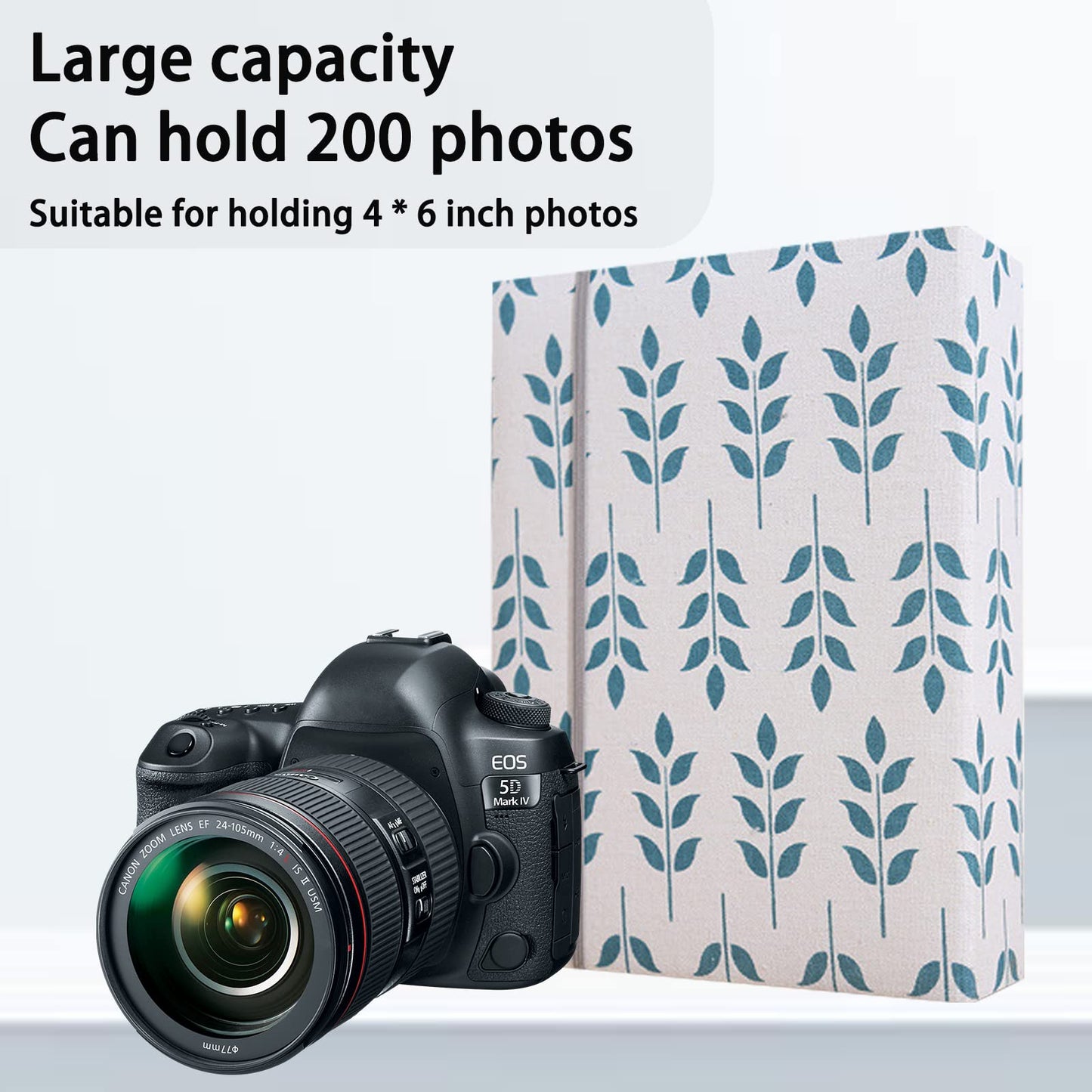 Photo Album 4x6 200 Photos Linen Cover Picture Photo Book for Family Wedding Anniversary Baby Vacation (200 Photos (4x6), Green Leaves)