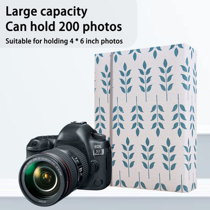 Photo Album 4x6 200 Photos Linen Cover Picture Photo Book for Family Wedding Anniversary Baby Vacation (200 Photos (4x6), Green Leaves)