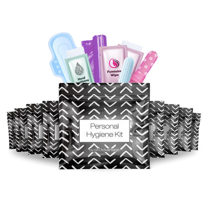 Menstrual Kit All-in-One 10 Pack | Convenience on The Go | Period Kit Pack for Travelling, Tweens & Teenager | Individually Wrapped Feminine Hygiene Product (Black Treads)