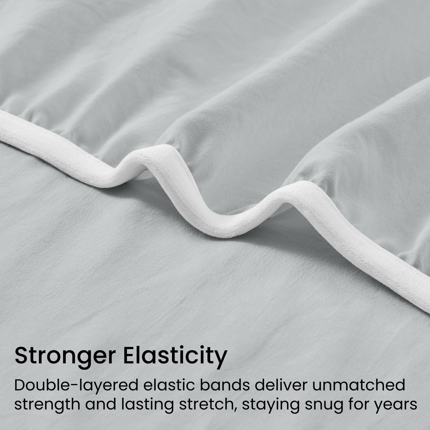 GOKOTTA 4-Pcs King Size Sheets Set, 10-16" Deep Pocket, Non-Slip Elastic Corner Straps, Washed & Brushed Microfiber Polyester - Hotel Luxury, Ultra Soft, Breathable, Wrinkle-Free, Anti-Rip -Light Grey