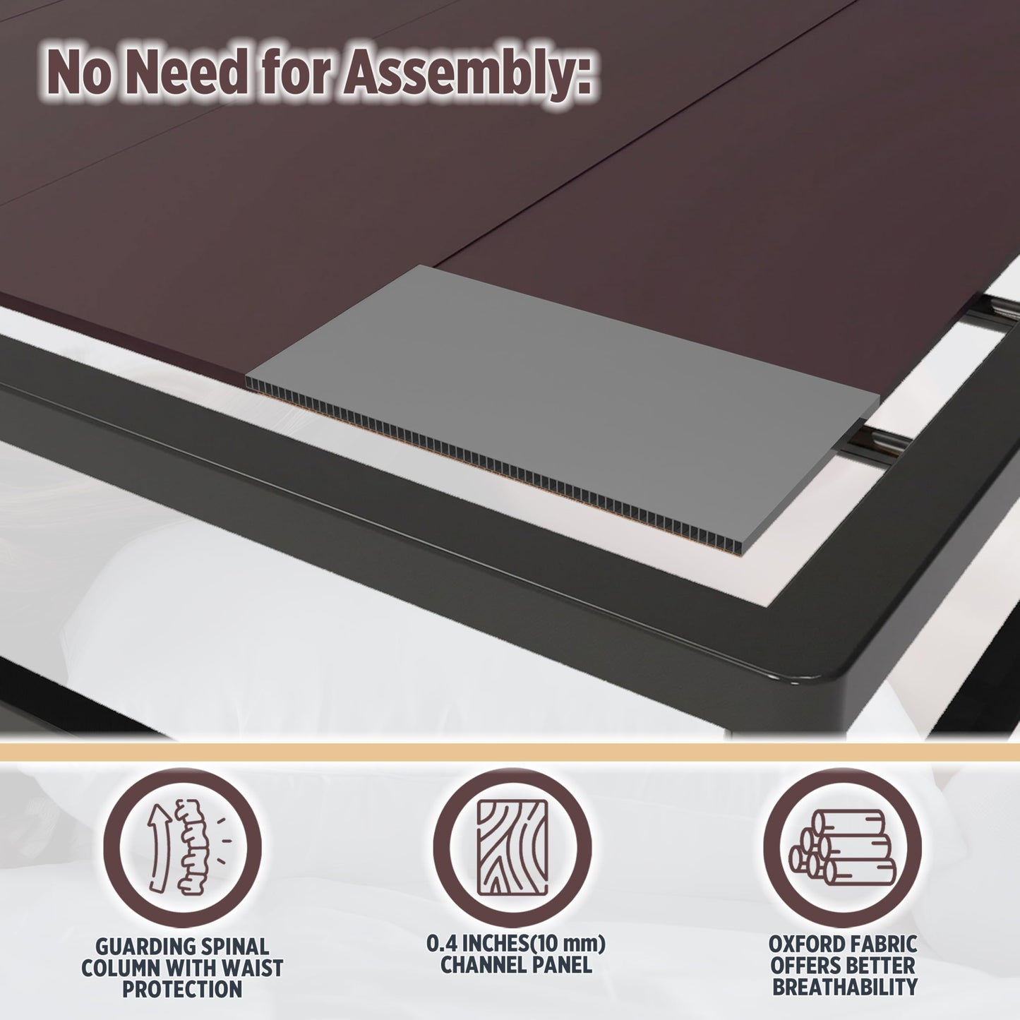 Noble Realm 10mm Bunkie Board (54”x75”Full Size) Lightweight Design | Low Profile Bed Support Board for Under Mattress, Breathable, Noise Minimizing, Moisture Resistant | Fodable Box Spring