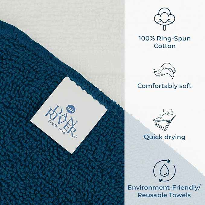 DAN RIVER 100% Cotton Washcloths 20 Pack Premium Quality Face and Body Cloth