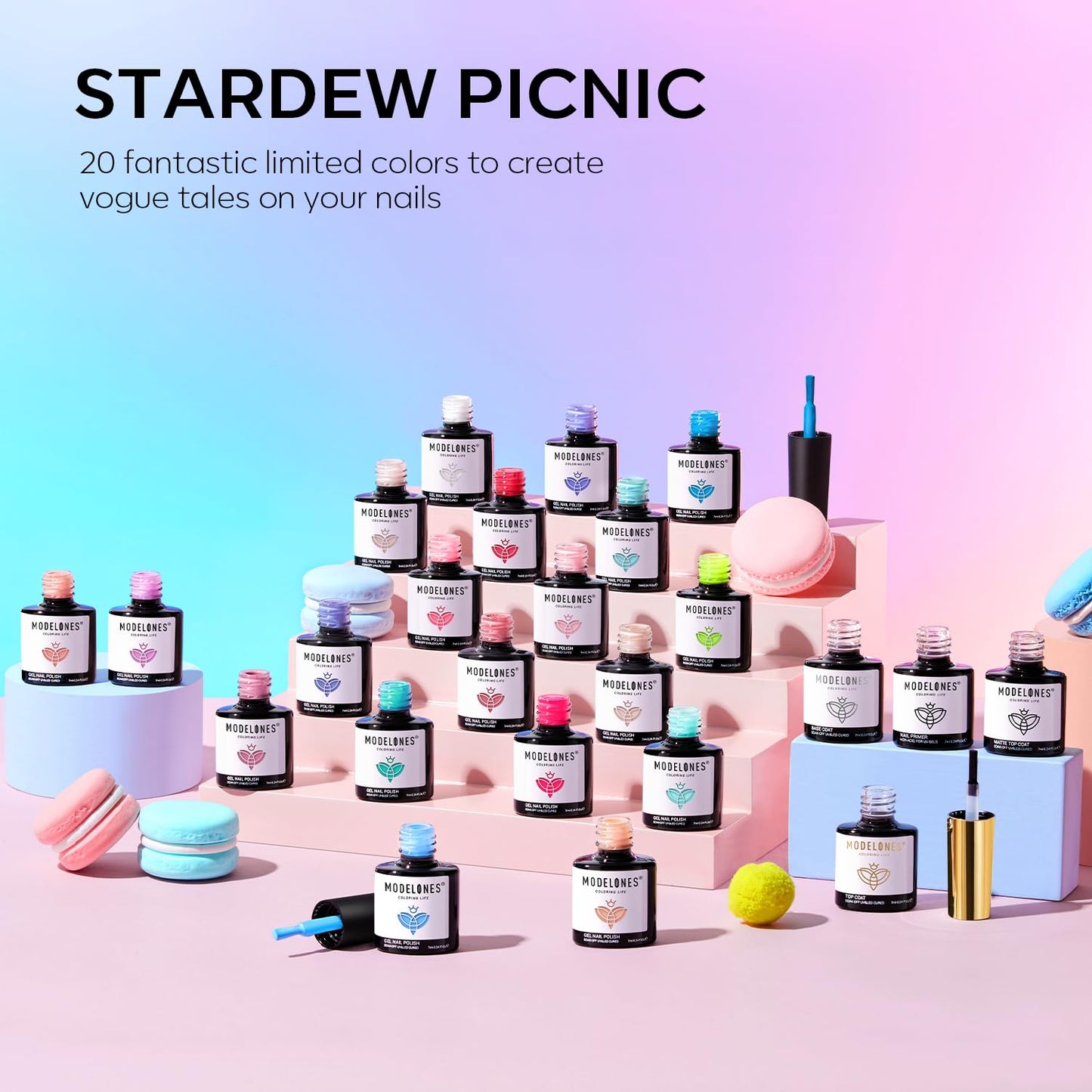 modelones 24PCS Gel Nail Polish Set, Fall Winter Cat Eye Shimmer Gel Polish Kit Soak Off with Glitter, Glossy and Matte Top Base Coat DIY Manicure at Home