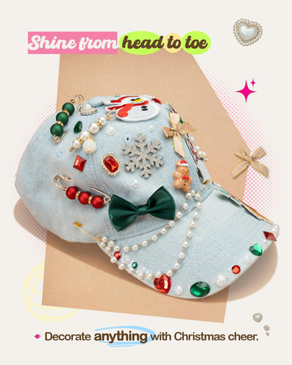 DoDoBeads Christmas Shoe & Sock Charms Kit, 86 pcs DIY Holiday Decorations with Bows, Pearls, Snowflakes, Pins – Perfect for Festive Christmas Socks, Shoes & Holiday Craft Projects
