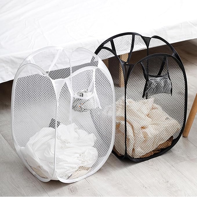 2pcs Pop Up Mesh Laundry Hamper Room Collapsible Storage Bin Lightweight Basket