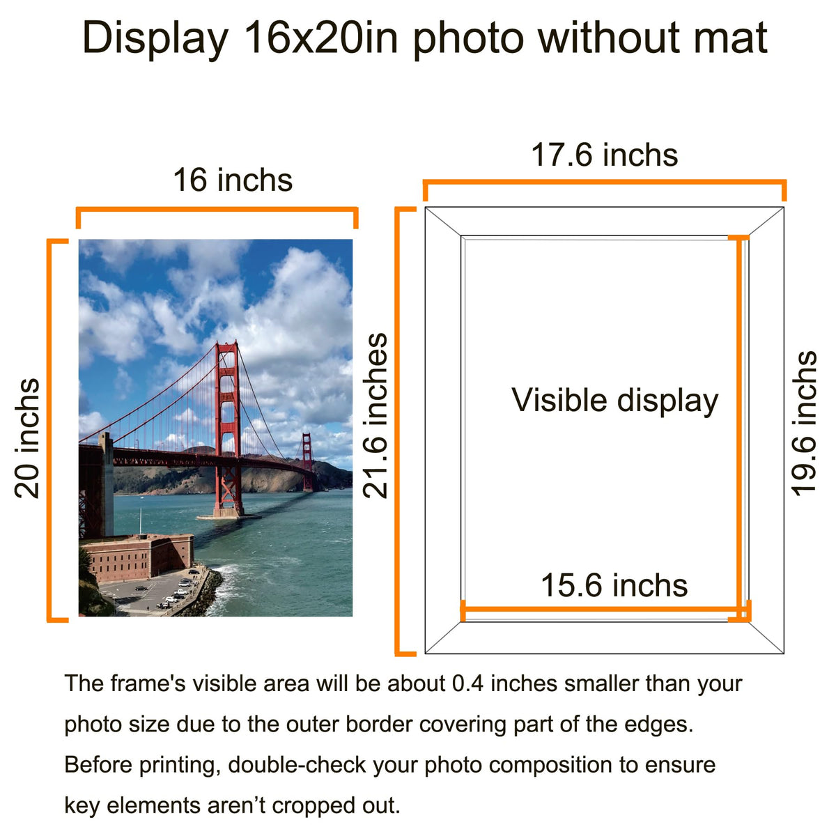 LUCKYLIFE 16x20 Frames, Picture Frames for Wall, Display Pictures 11x14 with Mat or 16x20 without Mat, Pack of 2, Rustic Brown