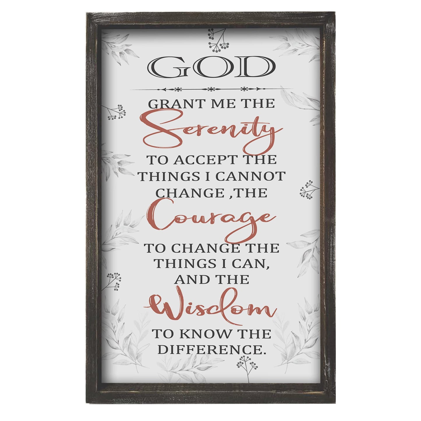 Buecasa Farmhouse God Serenity Prayer Wall Decor Sign - Religious Bible Verse Wall Art with Rustic Solid Wood Frame16x9.5 Inches Vertical