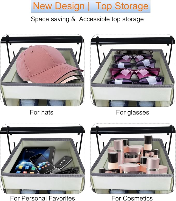 Large-Sized Hanging Shoe Organizer 10-Shelf, Sturdy Hanging Closet Organizer