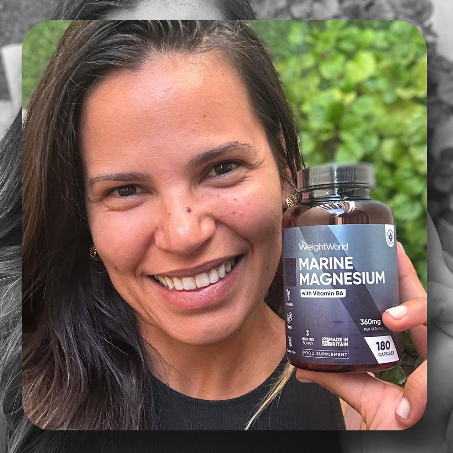 Weightworld Marine Magnesium with Vitamin B6 | 180 Vegan Capsules | 360mg per Serving | 3 Months Supply | Gluten-Free, Non-GMO & GMP-Approved | Magnesium Supplements | Made in The UK
