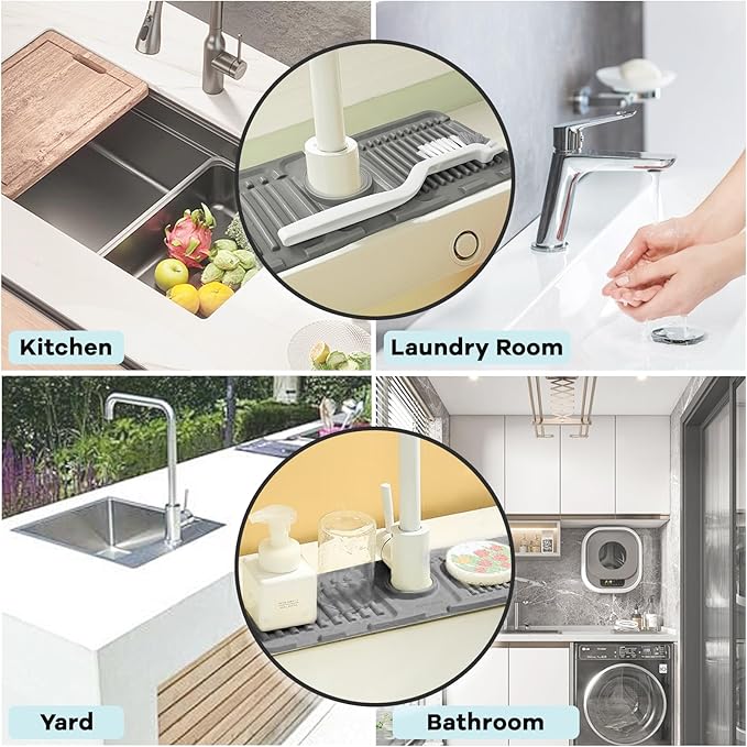 Daily Treasures 15.7"x4.7" Silicone Faucet Splash Guard
