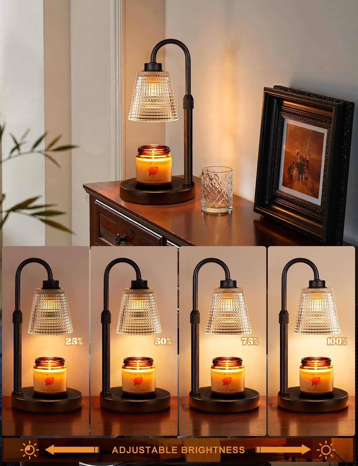 Innqoo Candle Warmer Lamp with Timer, Dimmable Candle Warmer for Jar Candles, Height Adjustable Wax Melts Warmer, Birthday Gifts for Women Mom, House Warming Gifts New Home Decor