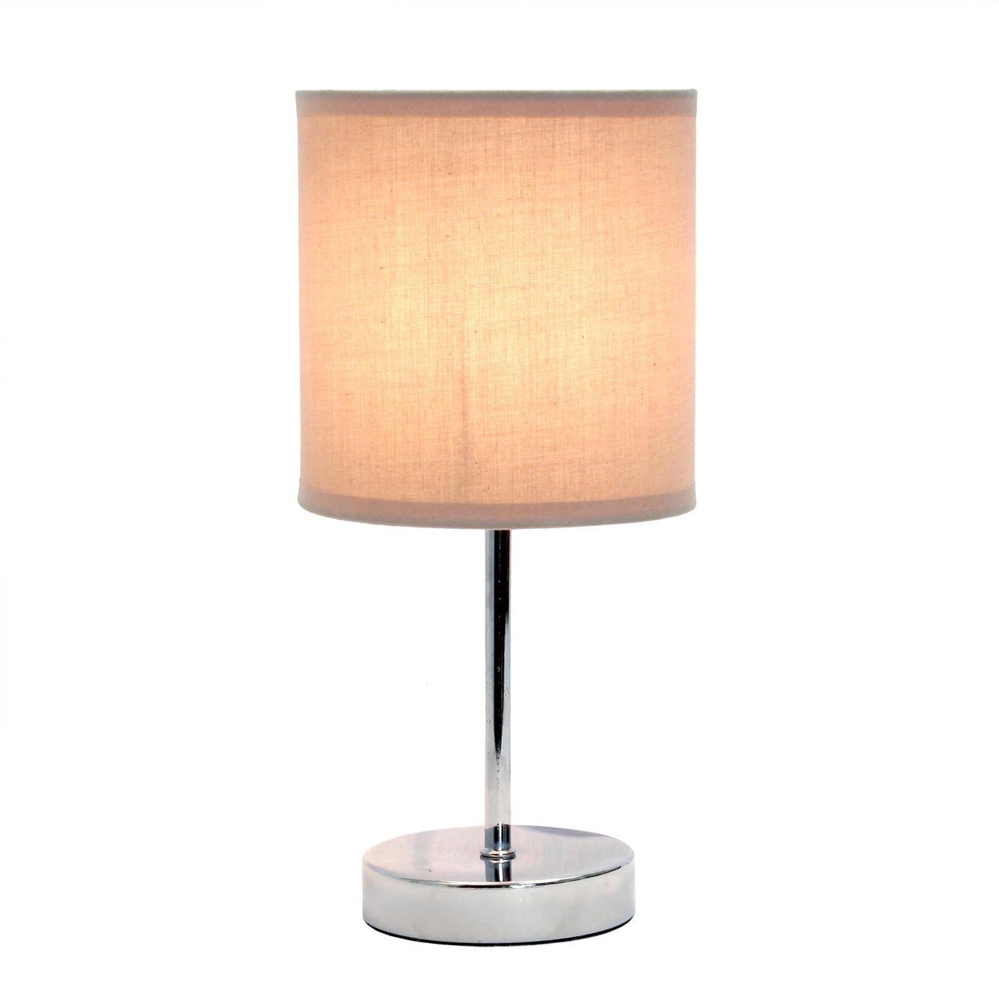 Simple Designs LT1195-GRY 11.81" Subtle Sparkle Basic Chrome Mini Table Lamp, for Living Room, Bedroom, Office, Gray Beige Shade