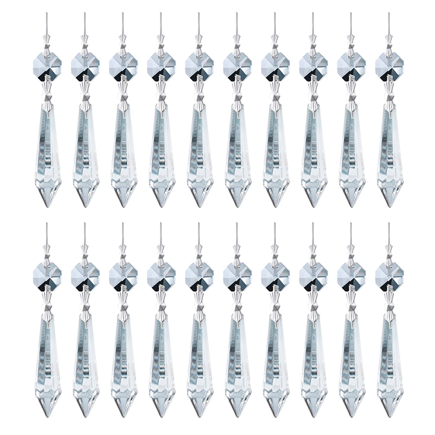 H&D HYALINE & DORA 20PCS 55mm Clear Chandelier Icicle Crystal Prisms Lamp Decoration