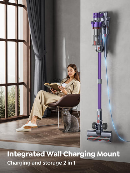 SMOTURE Cordless Vacuum Cleaner, 600W 50KPA Stick Vacuum with Touch Screen, Up to 65 Mins Runtime, Self-Standing Vacuum with Auto Mode, Lightweight Vacuums for Hardwood Floor Carpet Car Pet Hair